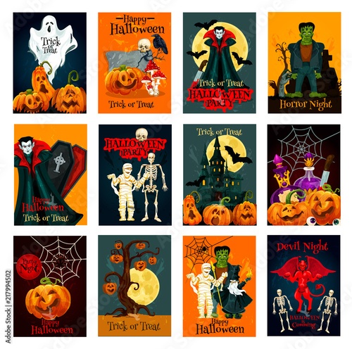 Halloween holiday trick or treat greeting card