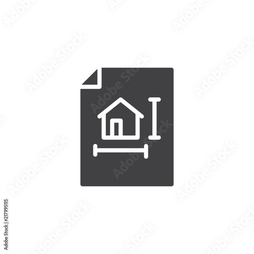House blueprint vector icon. filled flat sign for mobile concept and web design. Architectural project simple solid icon. Symbol  logo illustration. Pixel perfect vector graphics