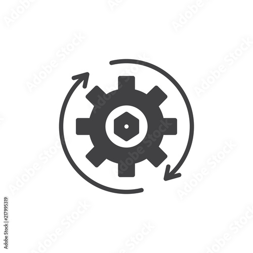 Gear and Rotation arrows vector icon. filled flat sign for mobile concept and web design. Update Settings, preferences simple solid icon. Symbol, logo illustration. Pixel perfect vector graphics