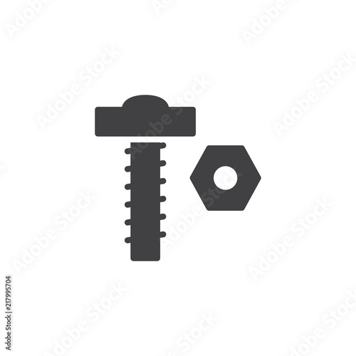 Nut and bolt vector icon. filled flat sign for mobile concept and web design. Screw simple solid icon. Symbol, logo illustration. Pixel perfect vector graphics