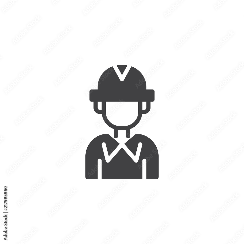 Engineer person vector icon. filled flat sign for mobile concept and web design. Construction worker simple solid icon. Symbol, logo illustration. Pixel perfect vector graphics