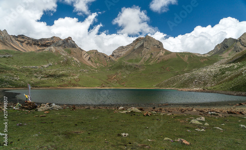 Ice Lake high above Manang is considered a holy lake and respected