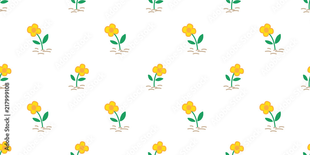 flower seamless pattern vector garden cactus yard nature isolated background repeat wallpaper