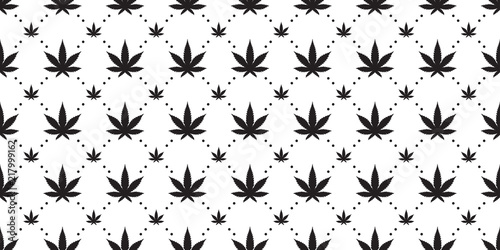 Marijuana seamless pattern Weed vector cannabis leaf tile background polka dot scarf isolated repeat wallpaper
