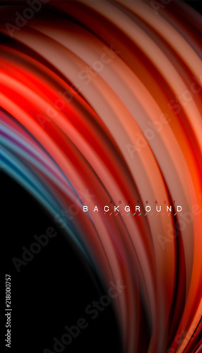 Fluid colors abstract background  twisted liquid design on black  colorful marble or plastic wave texture backdrop  multicolored template for business or technology presentation or web brochure cover