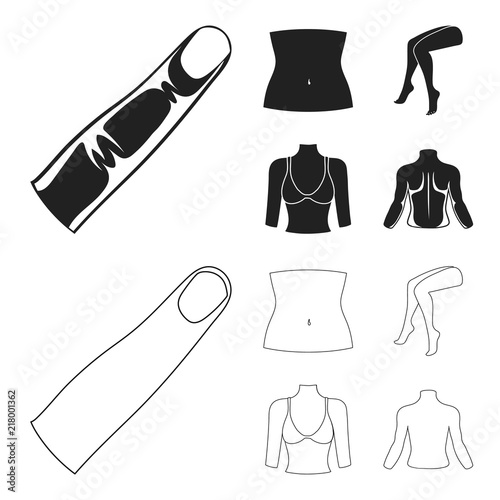 Finger, female feet, female, bust. Part of the body set collection icons in black,outline style vector symbol stock illustration web.