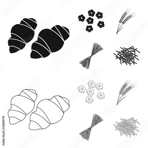 Different types of pasta. Types of pasta set collection icons in black,outline style vector symbol stock illustration web.