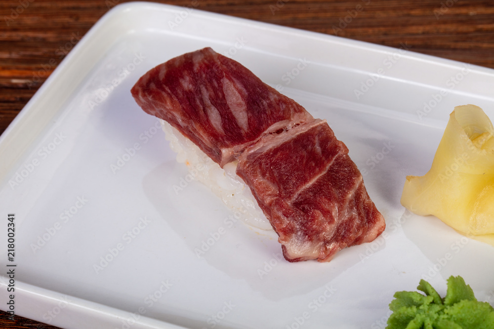 Japanese sushi with beef Japanese sushi with beef