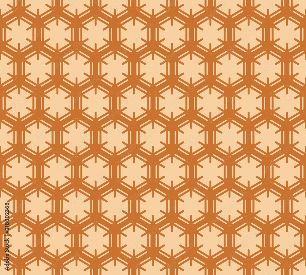 Brown hexagons on beige, abstract geometric seamless pattern Brown hexagons on beige, abstract geometric seamless pattern