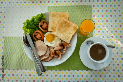 Morning Breakfast on table photo