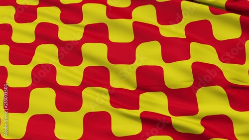 Tarragona closeup flag, city of Spain, realistic animation seamless loop - 10 seconds long photo