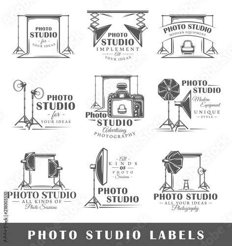 Set of vintage photo studio labels