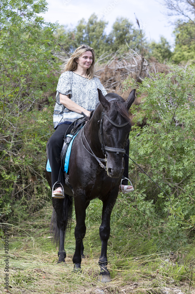 woman rider and horse