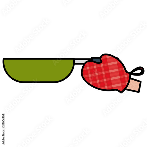 glove kitchen with pan
