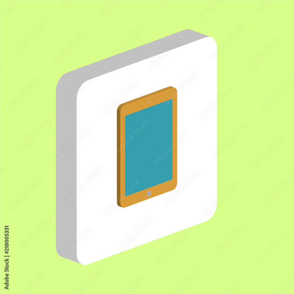 Tablet Simple vector icon. Illustration symbol design template for web mobile UI element. Perfect color isometric pictogram on 3d white square. Tablet icons for your business project Tablet Simple vector icon. Illustration symbol design template for web mobile UI element. Perfect color isometric pictogram on 3d white square. Tablet icons for your business project