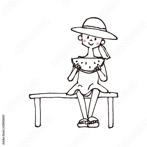 スイカを食べる夏休み