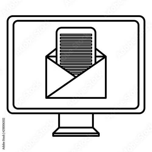 monitor computer with envelope mail