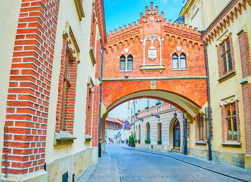 The historic Pijarska street in old Krakow, Poland photo