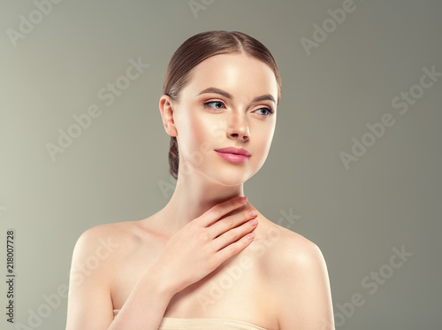 Healthy skin woman face close up beautiful female young model