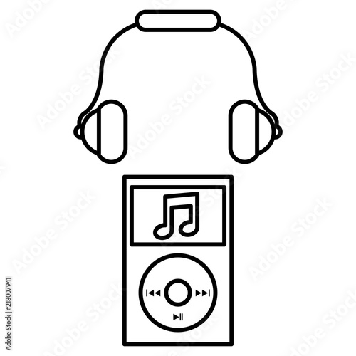 music player mp3 with headphone
