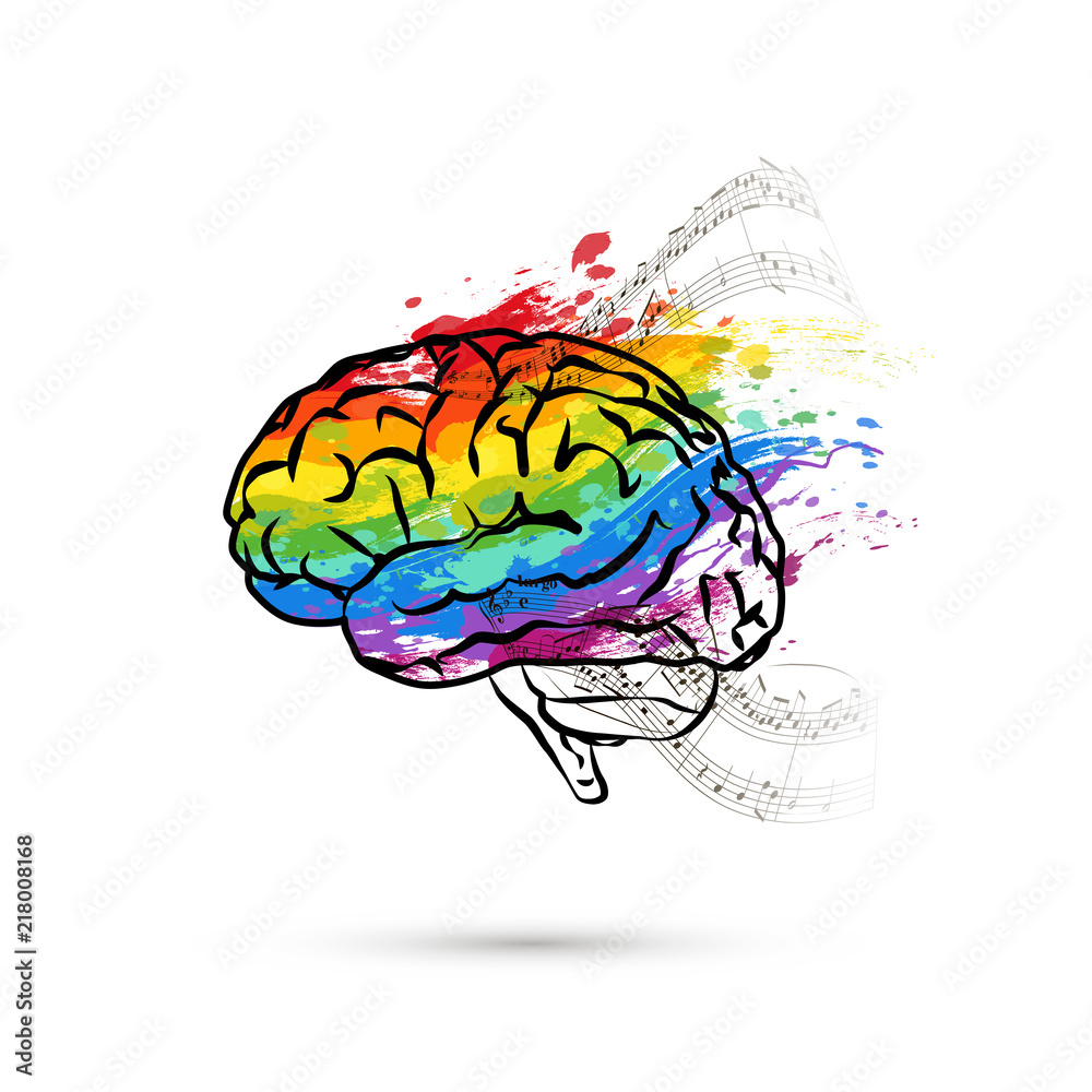 Creative hemisphere of human brain, concept illustration on white - obrazy, fototapety, plakaty 