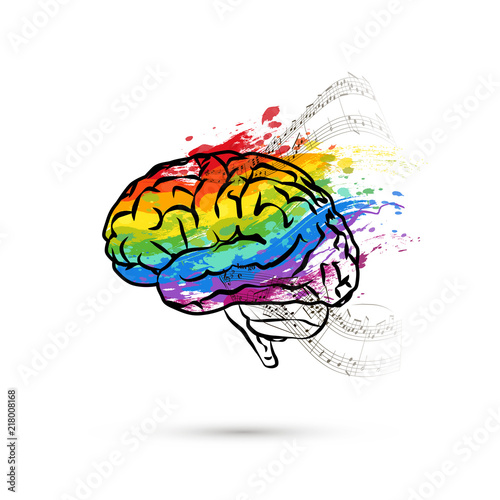 Creative hemisphere of human brain, concept illustration on white