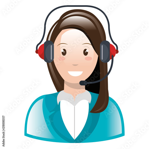 call center woman with headset character