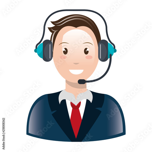 call center agent with headset