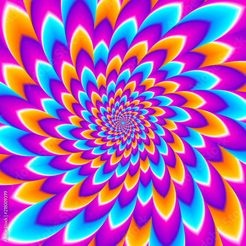 Colorful twisted flower. Motion illusion.
