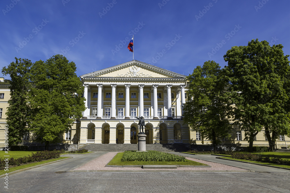 The building of the Smolny Institute of noble maidens, now the residence of the Governor of St. Petersburg, St. Petersburg, Russia