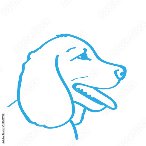 Handgezeichneter Hund in blau