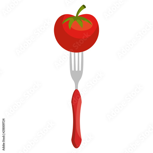 fresh tomato in fork