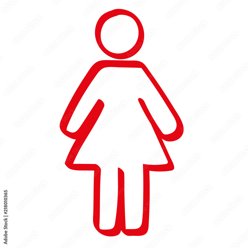 Handgezeichnete Frau in rot Handgezeichnete Frau in rot