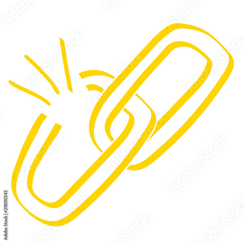 Handgezeichnetes Link-Symbol offen in gelb
