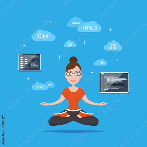 Programmer girl character
