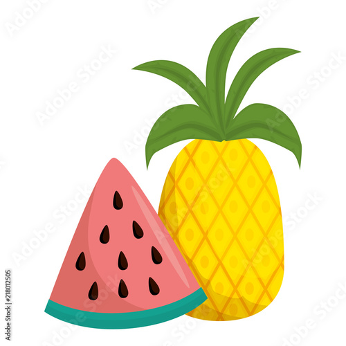 watermelon sliced with pineapple