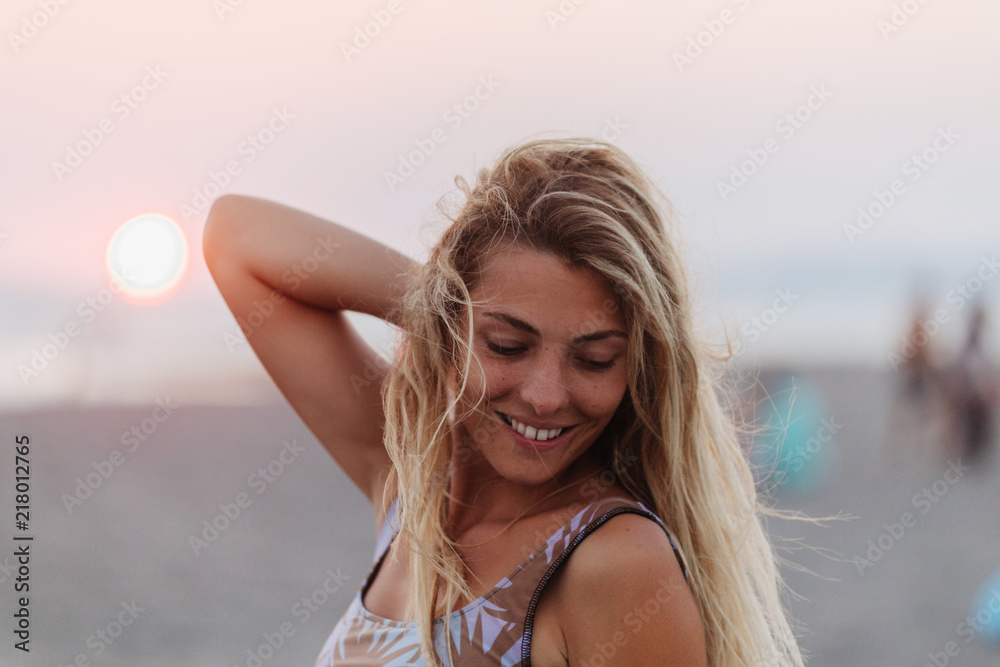 Portrait of a Pretty Woman on Beach Portrait of a Pretty Woman on Beach