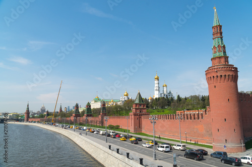 Kremlin, Moscow. Grand Kremlin palace. Ivan The Great Bell Tower. Archangel cathedral. Annunciation cathedral.