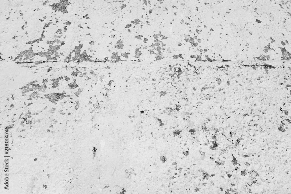 Old Dirty Rough White Painted Wall Surface. Grunge Texture Background Wallpaper. Front View.