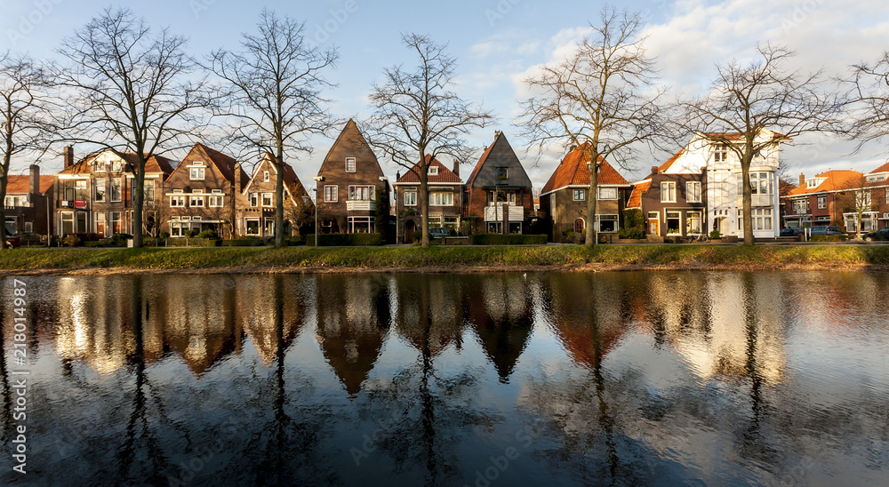 Street in small town Hoorn, The Netherlands.