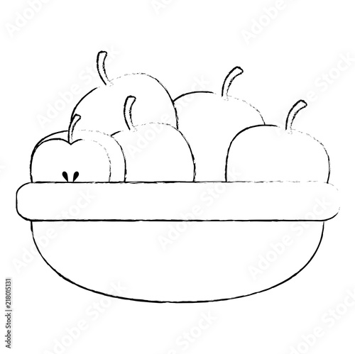 kitchen bowl with apples vector illustration design