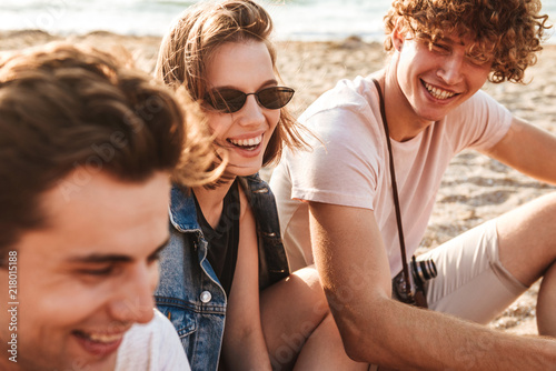 Group of cheerful young friends having fun