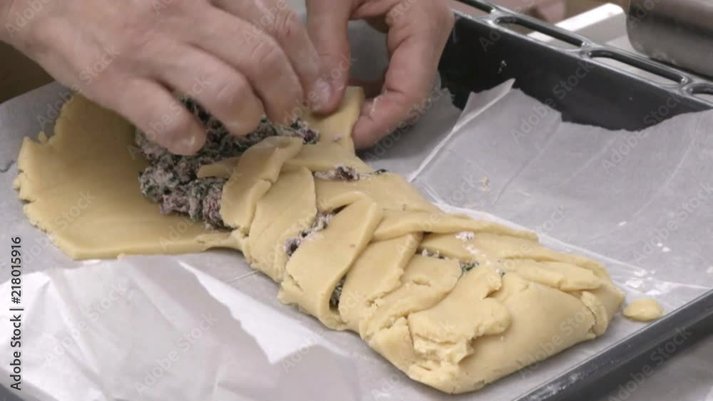pastry chef prepares delicious strudel for the dinner