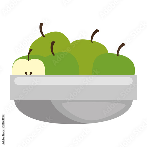 kitchen bowl with apples vector illustration design