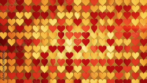 Red and gold hearts array a...