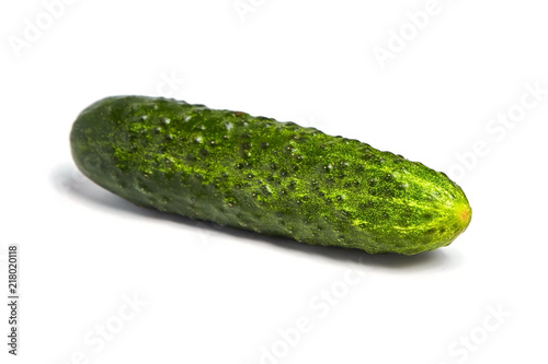 Fresh green cucumber isolated on white background
