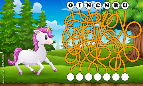 Game unicorn maze find way to the word
