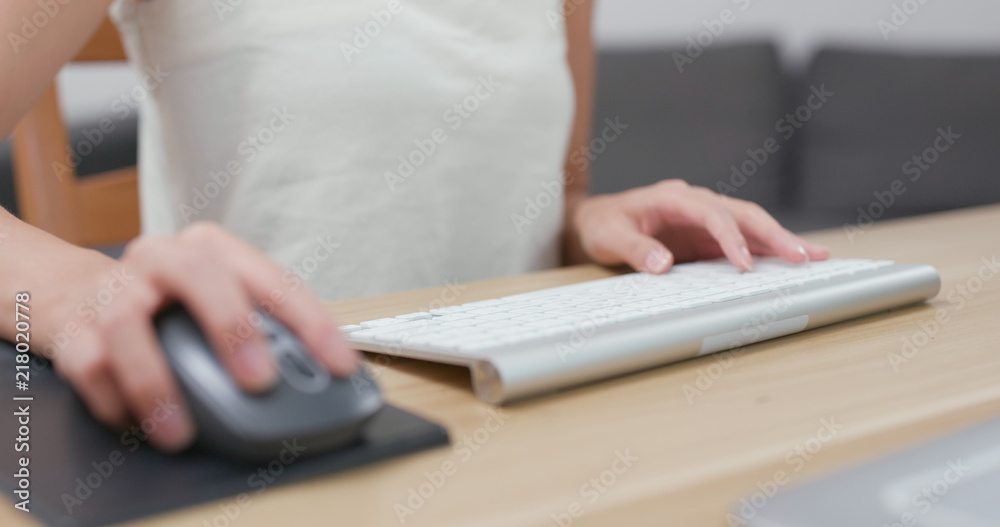 Close up of woman typing on keyboard Close up of woman typing on keyboard