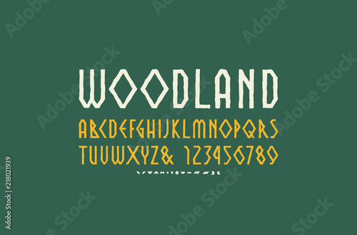 Decorative geometric sans serif font in the style of handmade graphics