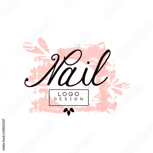 Nail logo design, template for nail bar, manicure saloon, manicurist technician vector Illustration on a white background